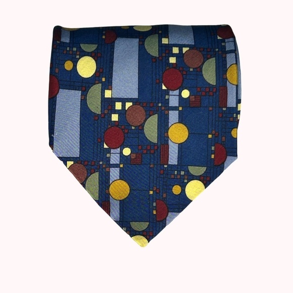 Frank Lloyd Wright 100% Silk Necktie Tie Confetti Blue Made in Italy Collection - Picture 4 of 13